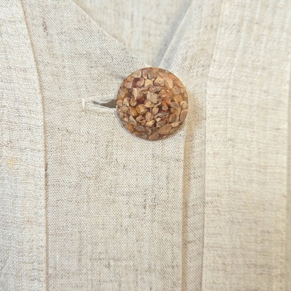 Benjamin A, Tunic, Blouse, Natural, Cream, Buttons, Side Slits, Tie Back, Sz 18 - Picture 7 of 17